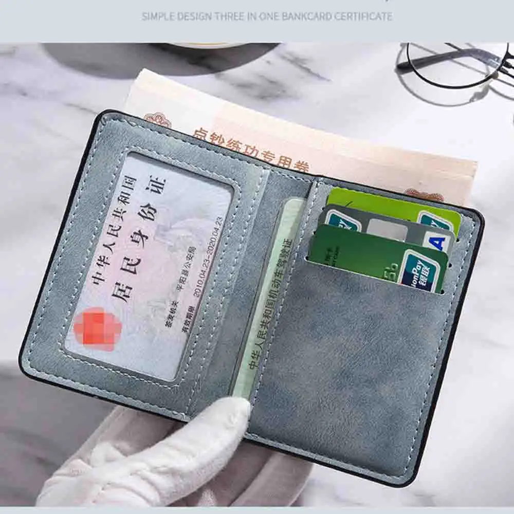 Ultra-Thin Mini Vertical Short Men's Wallet Student Driver License Card Holder Soft Leather Youth Horizontal Money Clip