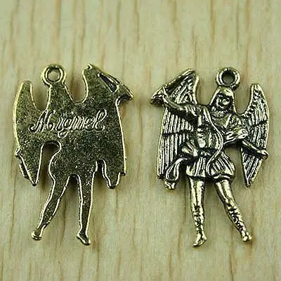 Шармы ARCHANGEL MICHAEL h1390, 10 шт., 25x16 мм, отверстие: 1,1 мм, Темный золотой тон