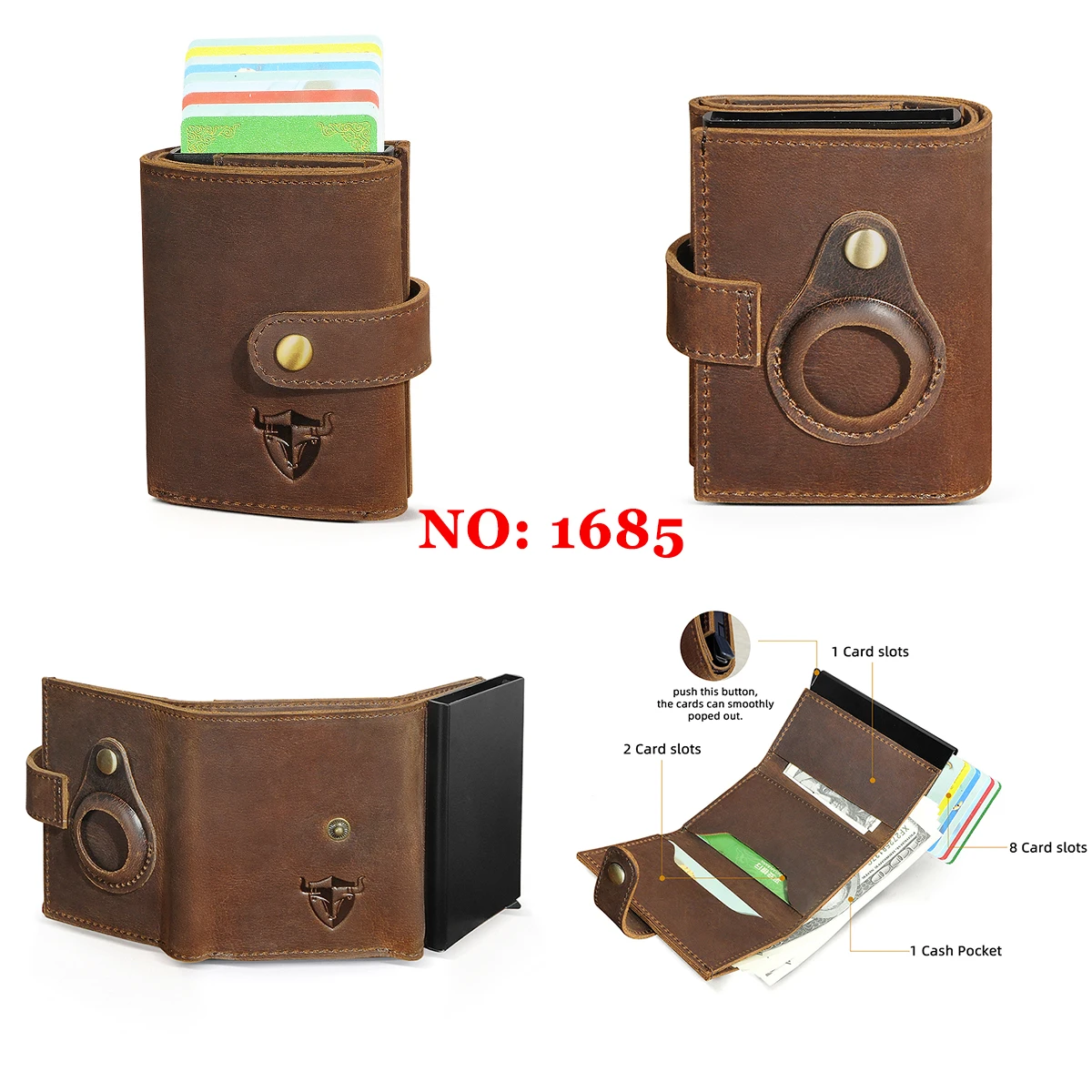 Real Leather Travel Cash Card Photo Holder Case Front Pocket Organizer  Wallet Mini Slim Purse For Men Male 1686