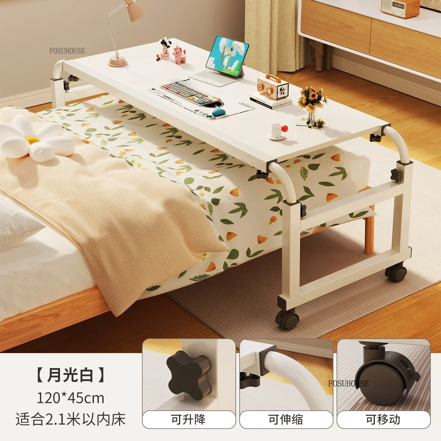 Mesas de computador com cama transversal, mesa móvel de cabeceira para quarto, mesa de computador preguiçosa, mesa de estudo para estudantes, móveis para escritório em casa c r