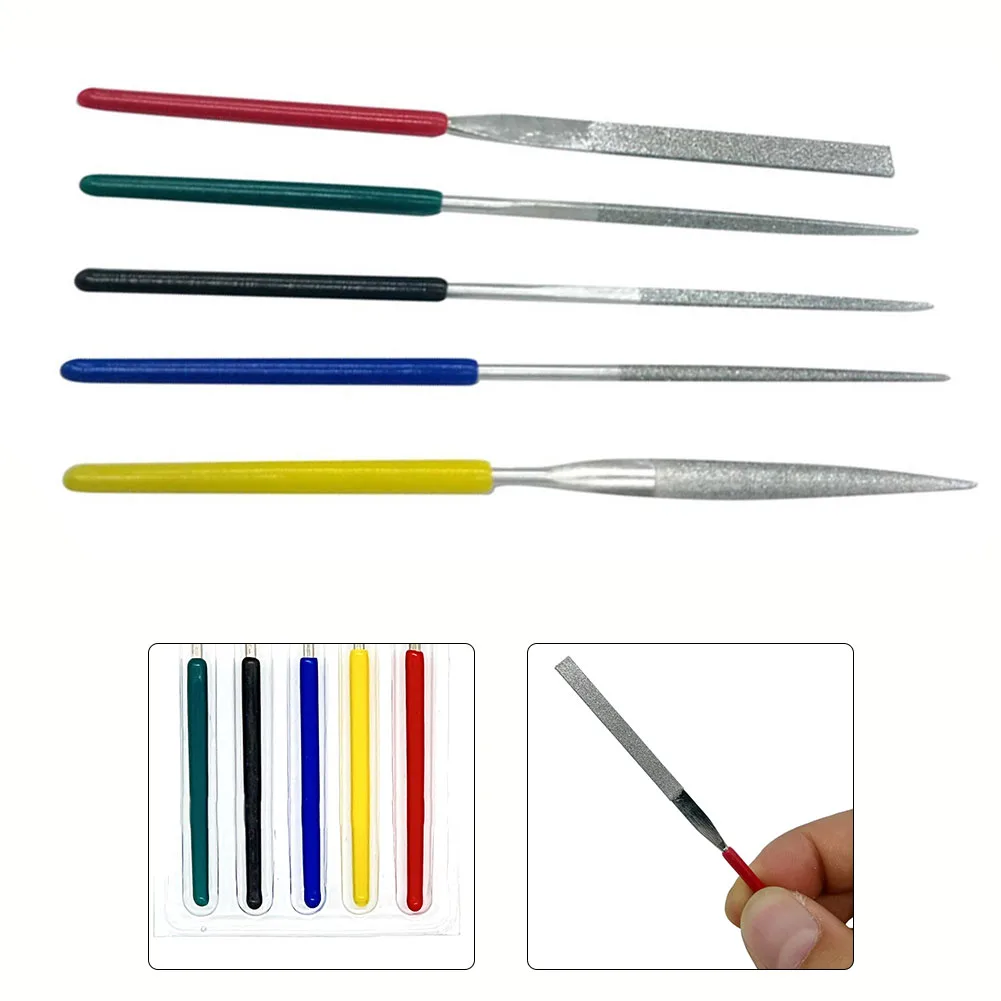 

5Pcs Diamond Files Needle Set Pocket Diamond Files Woodworking DIY 4×160mm For Metal Deburring Fixing Chipped Glass Mirror Tile