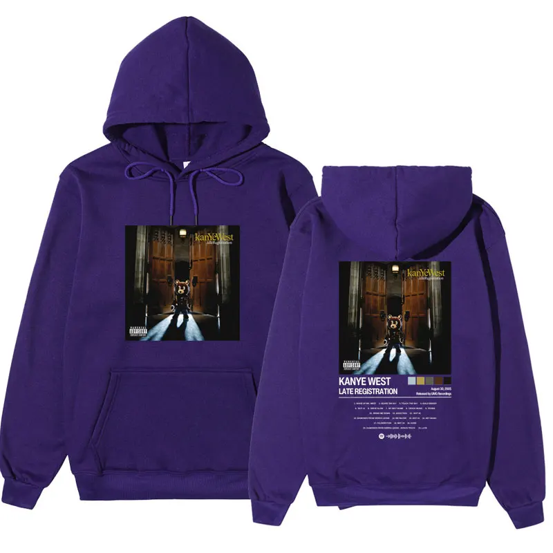 Vintage 2005 Kanye West Late Registration Tour Hoodie Sweatshirts Hip Hop Gothic Long-sleeved Sweatshirt Male Streetwear Hoodies
