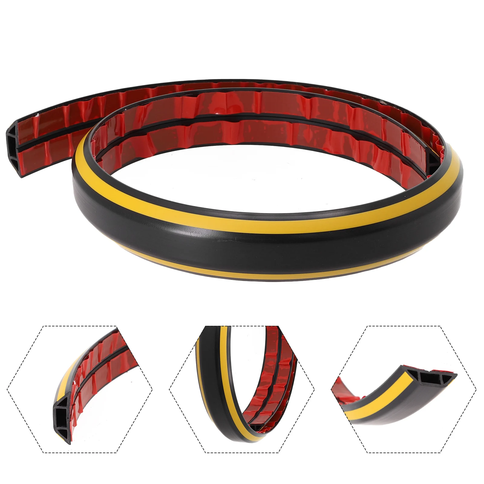 튼튼한 바닥 케이블 보호 커버, 고무 몰딩, 부드러운 PVC, 옐로우 블랙, 11/14mm, 1 계량기 길이, 1 개
