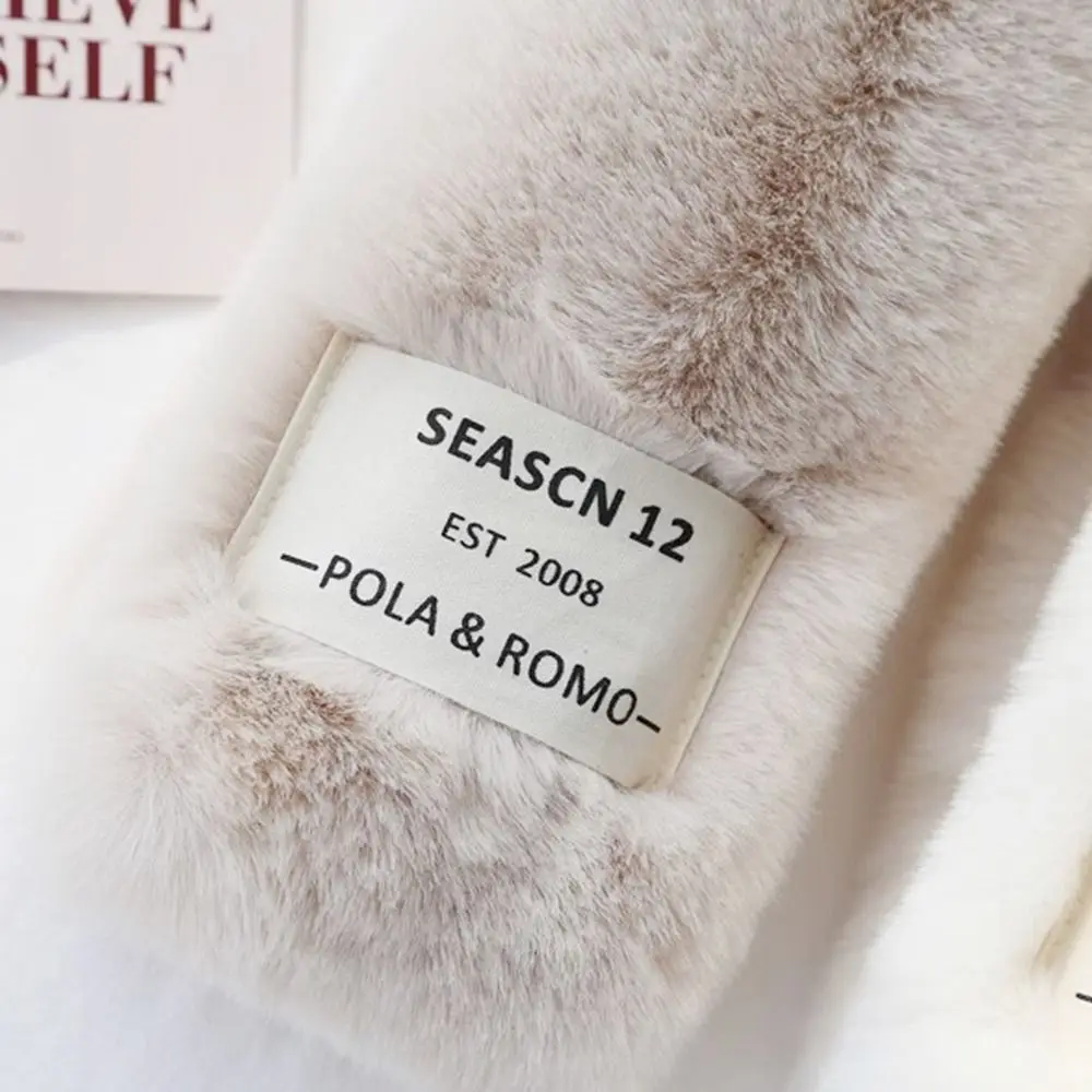 Winter Warm Solid Color Cross Scarf Faux Rabbit Fur Thicken Neckerchief Wrap Neck Scarf Girls