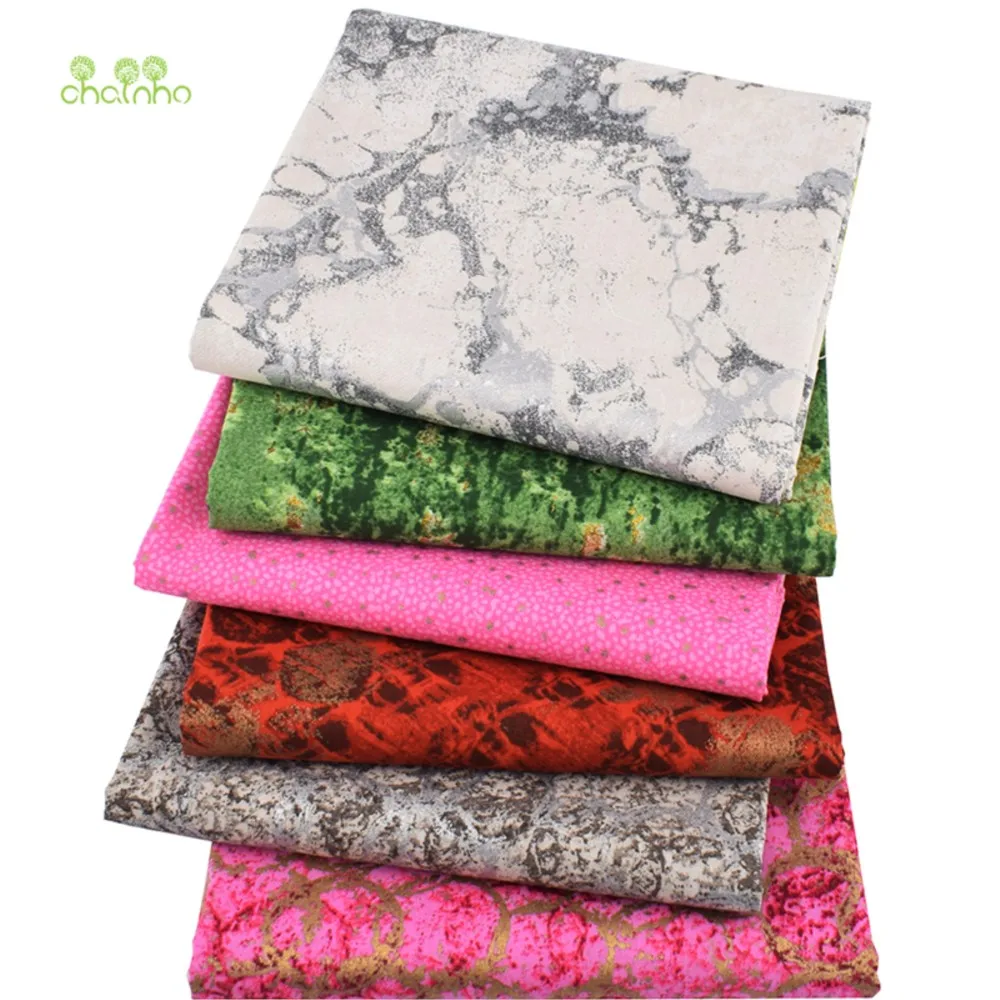 Chainho,Plain Weave Cotton Fabric,Handmade DIY Quilting Sewing Material,Patchwork Cloth,6 Bronzing Series,20x25cm/Piece,15CD3