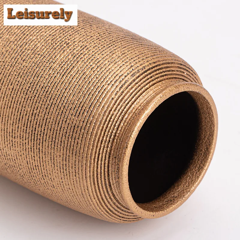 Handmade Brushed Gold Threaded Ceramic Vase Flower Pot Plants Basket Nordic Wedding Decorative Dining Table Home For Decoration