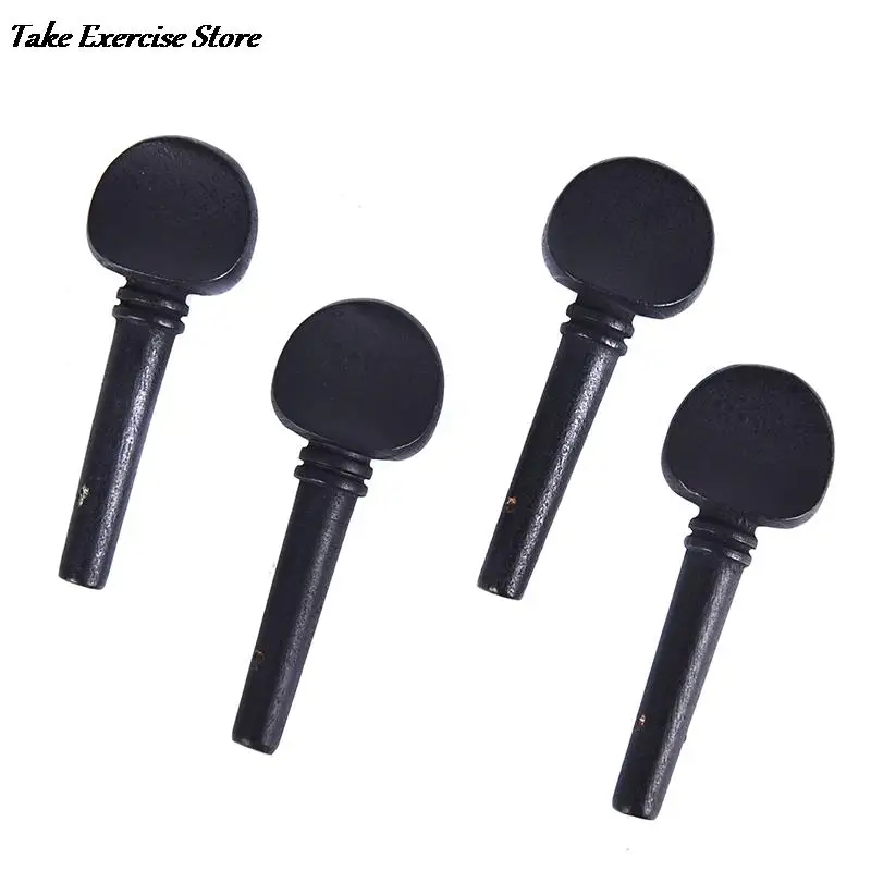 4Pcs 4/4 Ebony Cello Pegs Black Shaft Handle Musical Instruments Solid Cello Accessories Tool