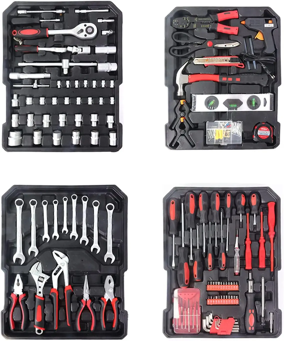 799pcs Aluminum Trolley Case Tool Set Silver, House Repair Kit Set, Household Hand Tool Set, with Tool Belt,Gift on Fat 2