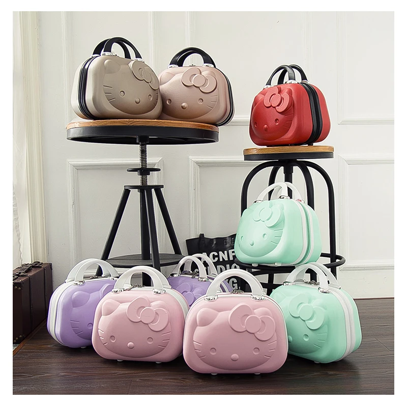 

14 Inches Anime Figure Image Hello Kittys Kawaii Cute 3D Cosmetic Bag Girl Hand Luggage Box Storage Box Password Box Girl Gifts