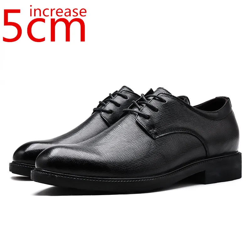 

Elevator Men's Shoes Four Seasons Invisible Increase 5cm High Pressure Flower Bark Shoes Business Formal British Work Shoes Male