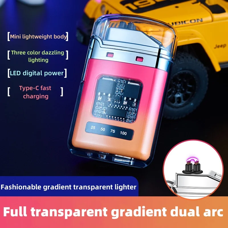 

Creative New Cool Windproof Waterproof Gradient Illumination Light Arc Charging Lighter Outdoor Barbecue Cigar High End Gift