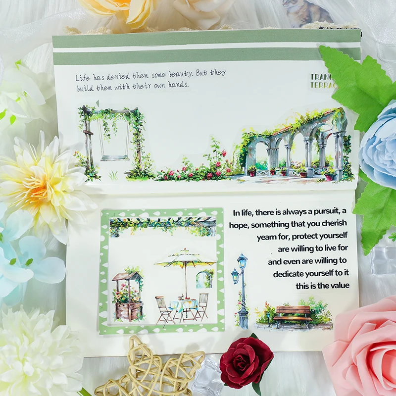 Washi Tape Masking Tape Decorative Tape Decoration Tape 2m/Roll Landscape Collage PET Washi Tape For Scrapbooking Journaling Planner Diary