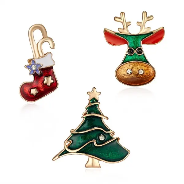 Rinhoo 3 teile/satz Weihnachten Santa Claus Deer Schneemann Brosche Für Frauen Weihnachten Hut Handschuhe Baum Stern Acryl Emaille Abzeichen Party Schmuck – Detail 16