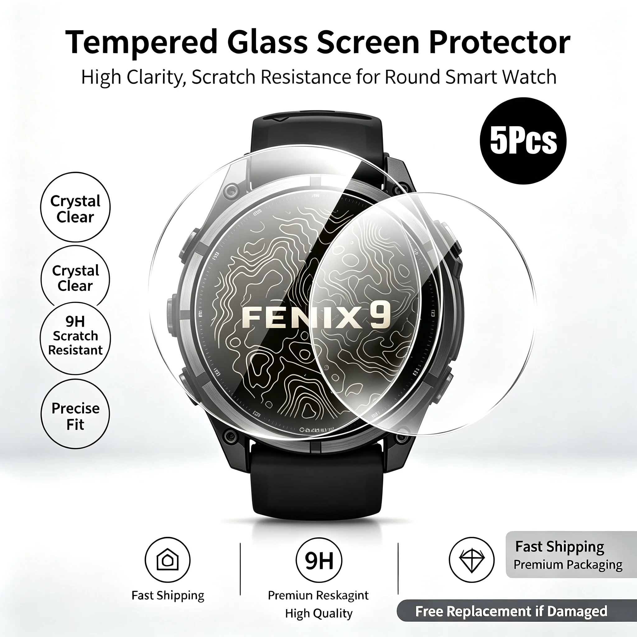 Premium HD Tempered Glass Screen Protector for Smartwatch – Enhanced Protection for Garmin Fenix Series