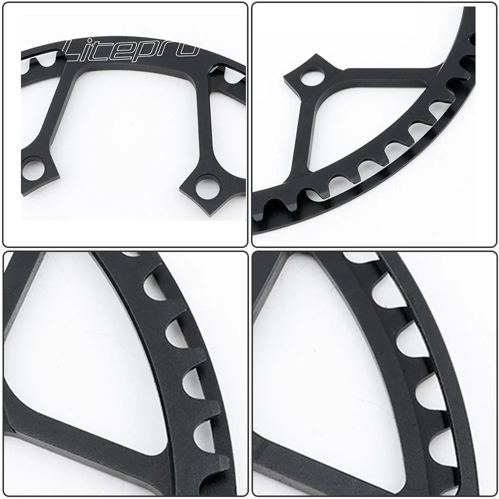 Description Picture 4 of itemLitepro Folding Bicycle Crankset Wide and Narrow Teeth 130BCD Chainring 45/47/53/56/58T Square Hole 170mm 130BCD 5claw Crank