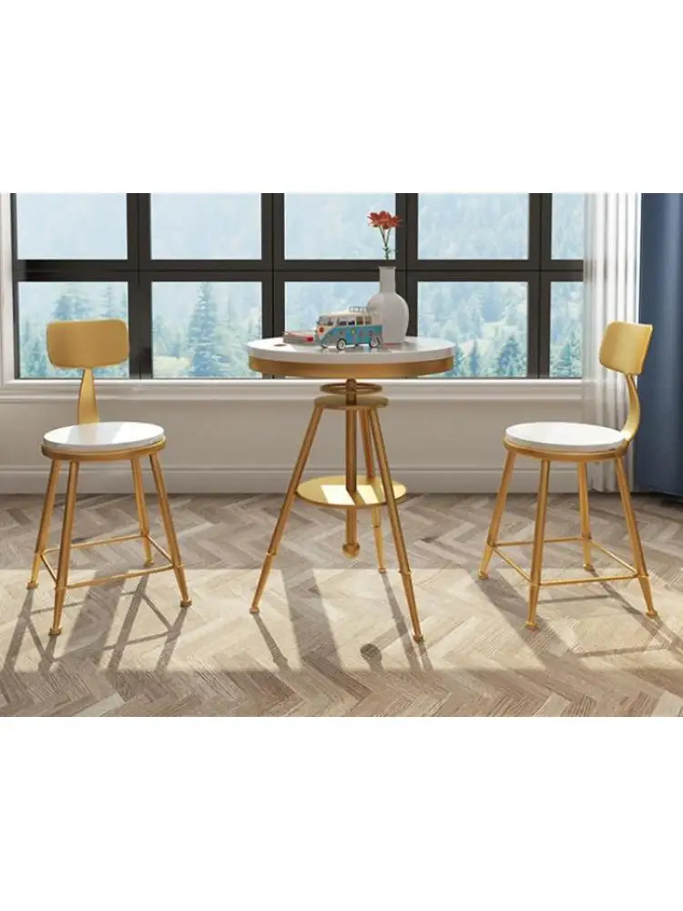 Balcony outdoor wrought iron table and chair combination cafe tea shop bar leisure small round table and chair three-piece