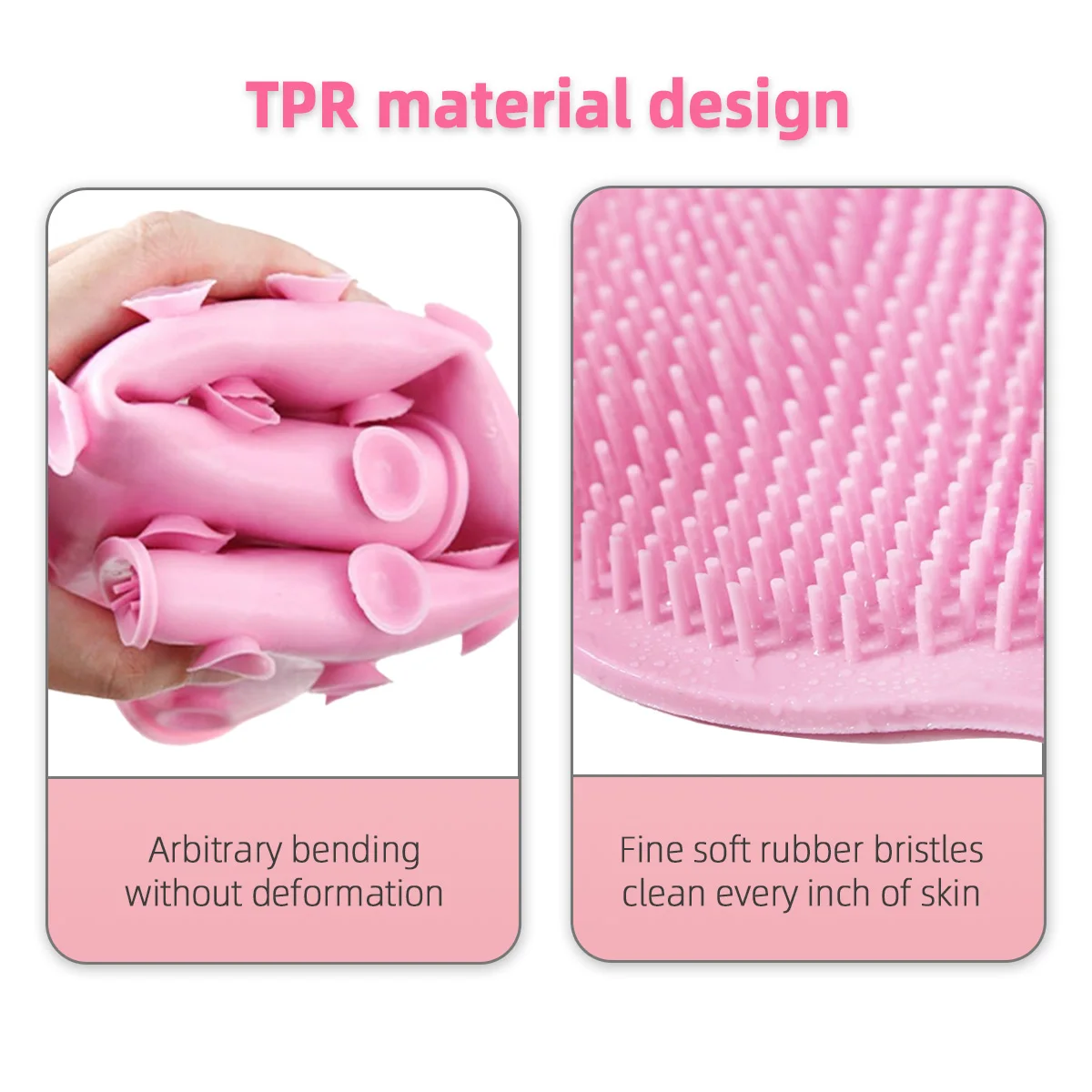 Silicone Back Scrubbing Brush Non Slip Foot Scrub Mat Bath Massage 2 in 1 Combination Foot Scrub Shower Mat with Suction Cup