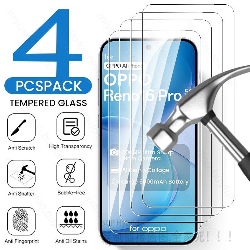 Enhance your phone's protection with the Reno16Pro Case featuring 4-Pack 9H Tempered Glass Screen Protectors, offering Full Coverage and Superior Shielding.