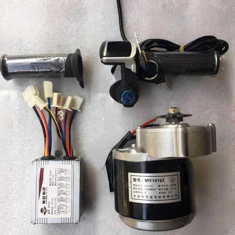 Motor da Escova da Engrenagem com Motor Controlador e Torção do Acelerador Kit Bicicleta Elétrica Faça Você Mesmo Reequipamento Conjunto Completo My1016z2 24v 36v 250w 350w