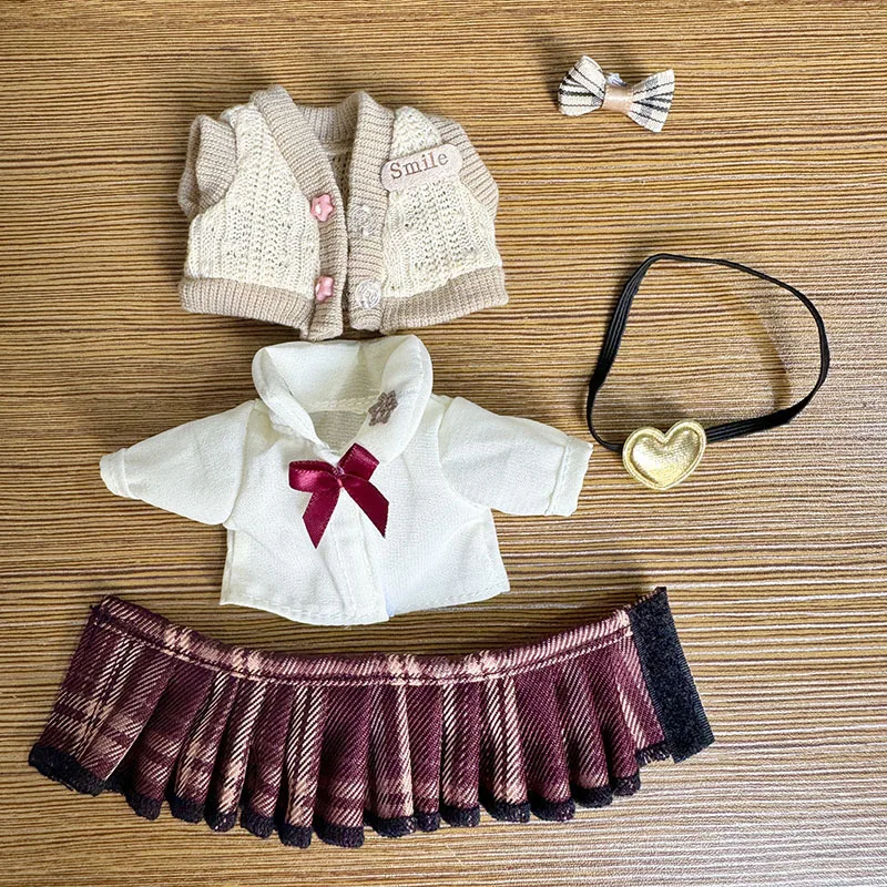 17cm labubu clothes pendant Labubu doll clothes keychain Labubu doll for JK skirt set cute 4