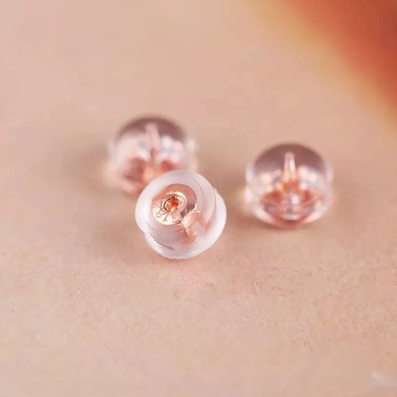 LABB Jewelry DIY 18K Gold Stud Earring Plug Au750 Silicone Non-slip Earplug Earring Buckle Accessory D0001