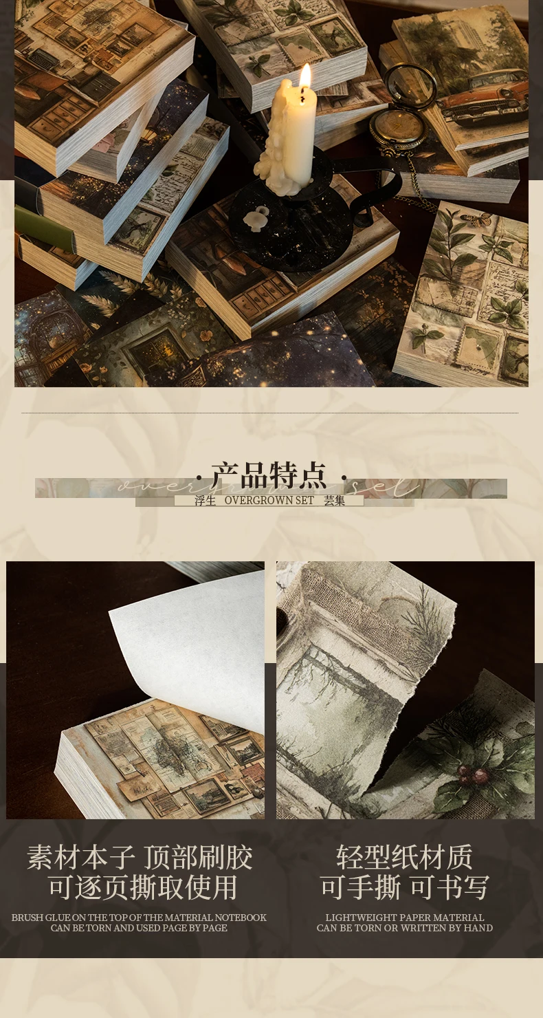 200 Stück Vintage-Material, Tagebuch, Album, Hintergrundpapier, DIY-Dekoration, farbiges Papier, Scrapbooking, Junk Journal, Schreibwaren – Detail 9