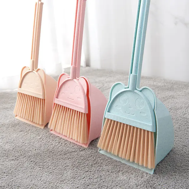 Children's Small Broom Mini Dustpan Set Simulation Cleaning Tools Soft Fur Broom Combination Toddler Toy Learning Sweeping Tools 3