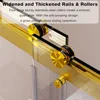 Frameless Double Sliding Shower Door 68-72" W x 76" H, 3/8" (10mm) Clear SGCC Tempered Glass, Brushed Gold Shower Door 3