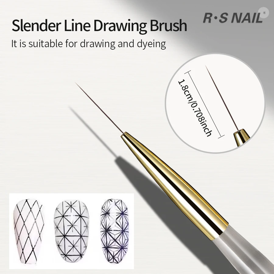 Nail Art Brushes RSNAIL French Stripe Nail Line Painting Pen 18mm Slender Long Line Drawing Brush UV Gel DIY Manicure Tool