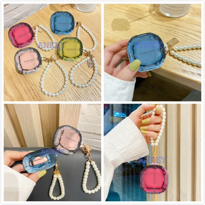 Per Samsung Galaxy Buds2 Pro / Buds 2 / Buds Live / Buds Pro Case Diamond Pearl Bracciale Hard Cover Headset Shell Headphone