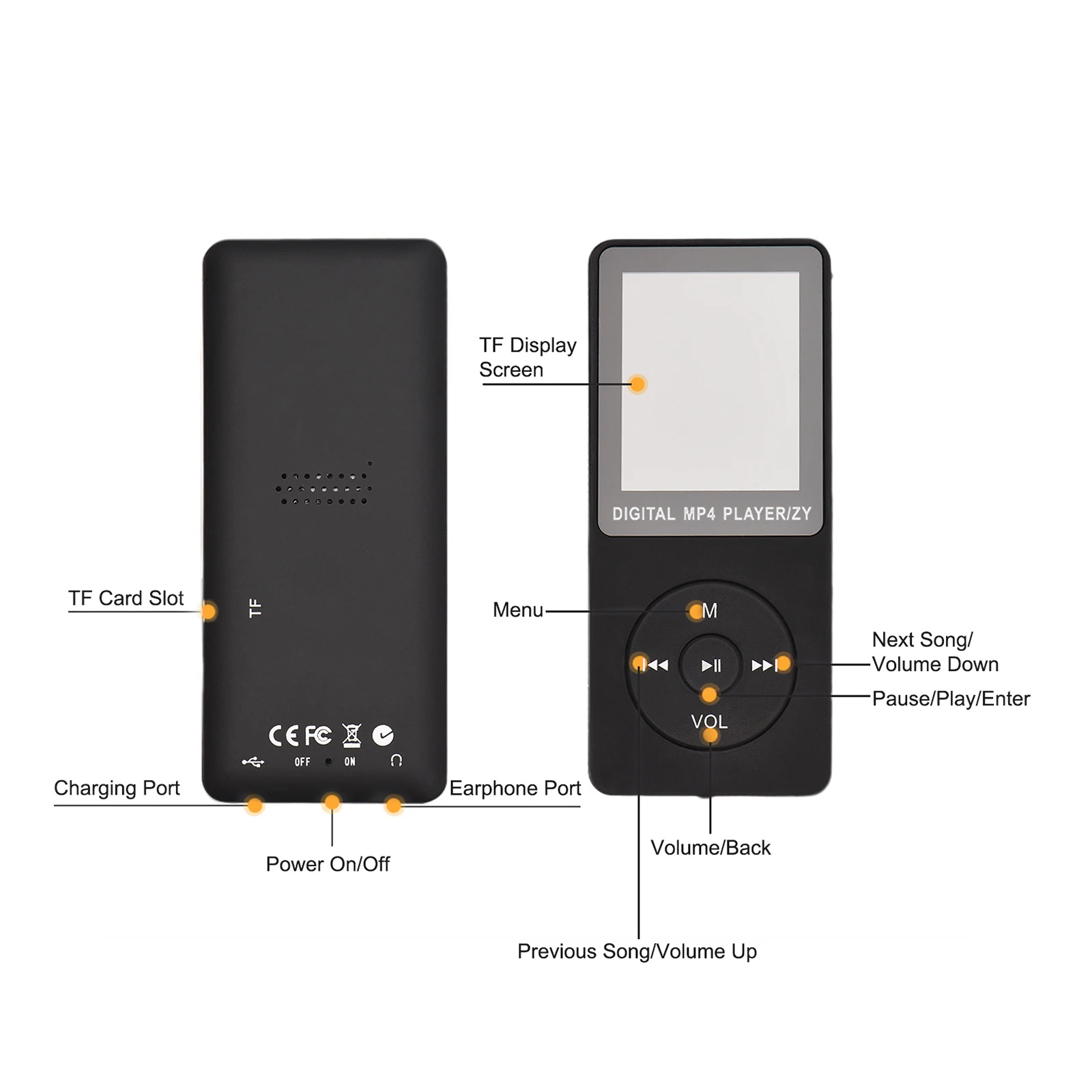 MP3 MP4 Music Player USB Charging Record Digital Display Screen Media Lossless Portable Pocket Sports Running Walking Music Play music player mini media player