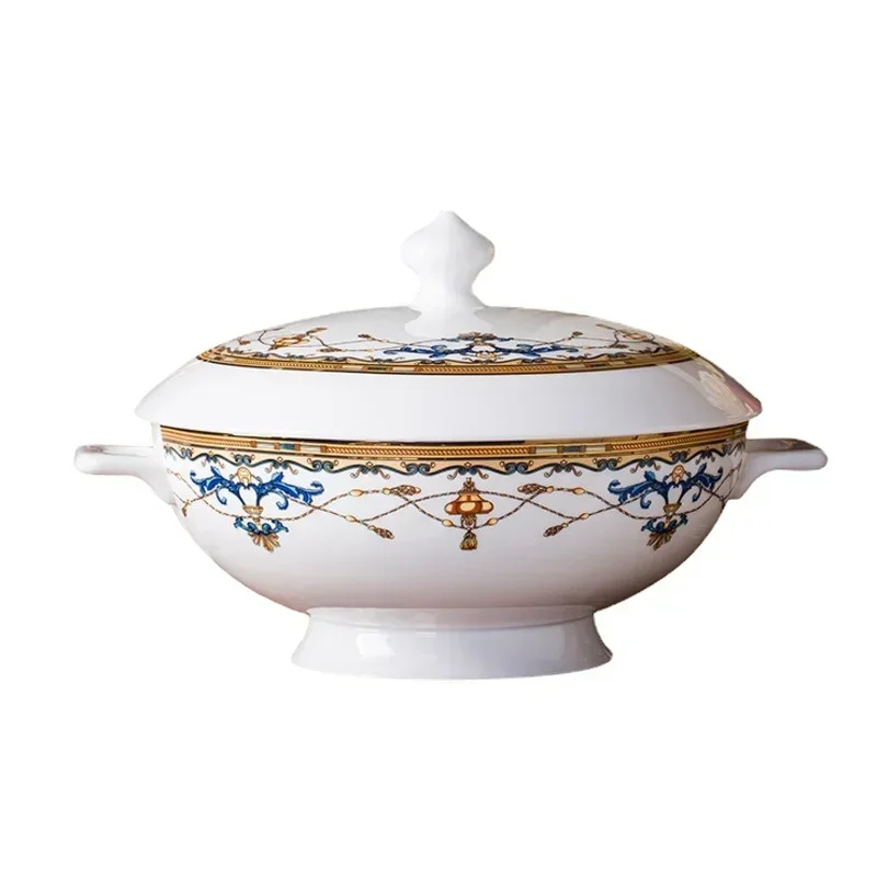 Jingdezhen Bone Porcelain Tableware Set, Elegant Dinnerware, Complete Stylish Kitchen Set, High-End Dining Dishware Set