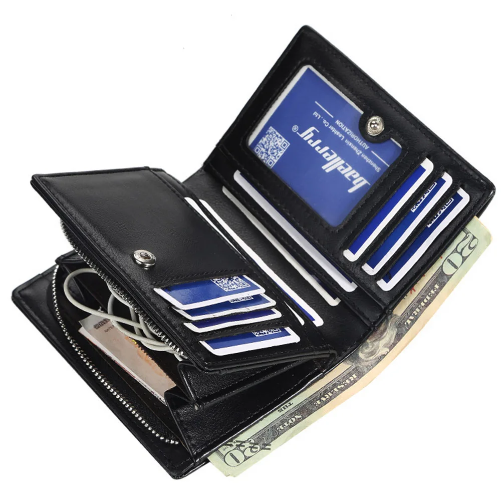 Baellerry Short Men Wallets Zipper Coin Pocket Brand Card Holder Male Purses Photo Holder PU Leather New Men Clutch Print Wallet 5