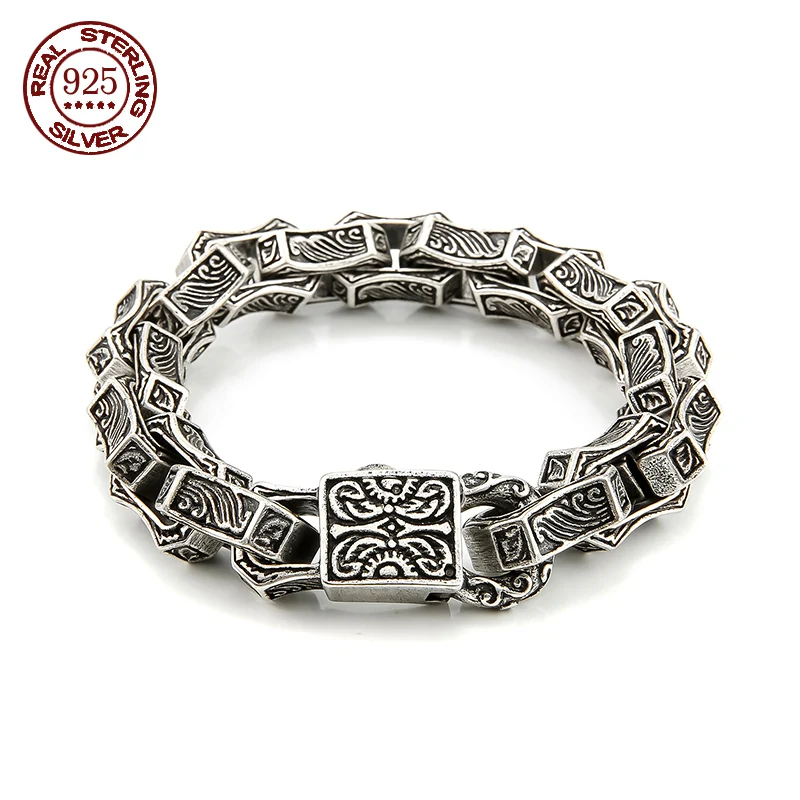 

Браслет мужской из серебра 100% пробы, в стиле панк