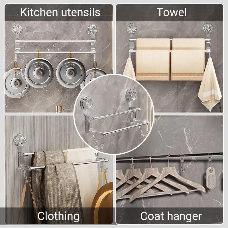 Bathroom Towel Rack Hooks Rack Space Paper Holder Robe Hook Bath Hanger Shelf Toilet Brush Accessories bathtub storage rack