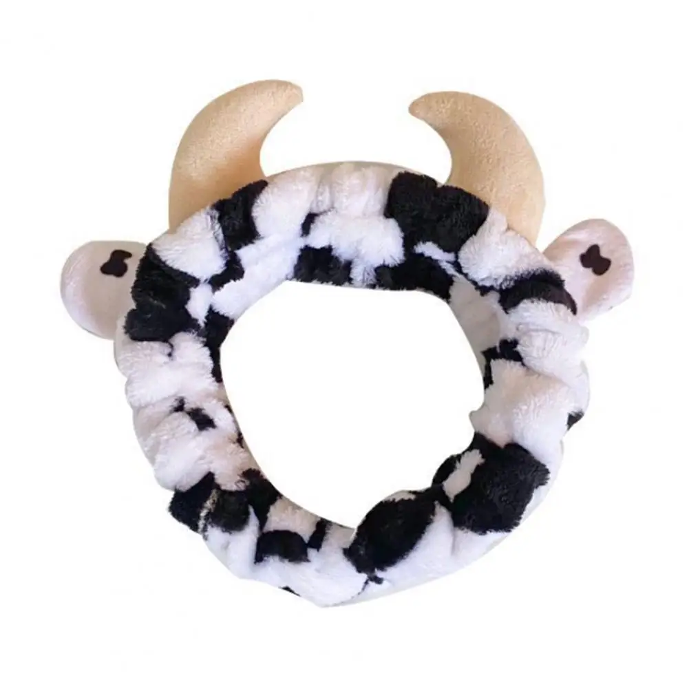 

Skin Care Headband Soft Fluffy Cow Headband for Women Adjustable Spa Makeup Hair Band Cute Skincare for Girls for Washing