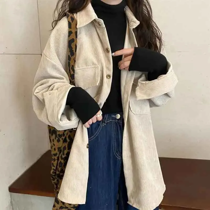 2ShirtsWomen Vintage Long Sleeve Fall Fashion Streetwear All-match Elegant Office Ladies Clothing Solid Loose Simple Chic Korean