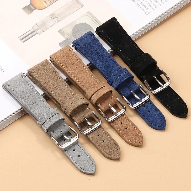 Vintage Brown Suede Leather Watch Strap with Quick Release