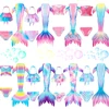 3Pcs Girls Mermaid Tail Swimsuit Kids Cosplay Costume Children Gift Fantasy Swimwear Princess Beach Party Clothing