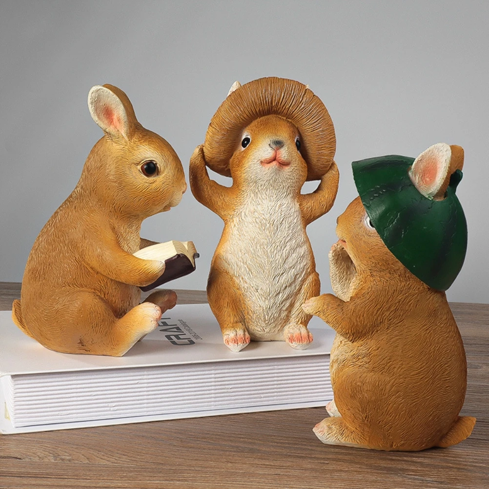 

Easter Resin Craft Bunny Tabletopper Ornaments Decor Cute Rabbit Statue For Garden Home Holiday Party Decoration