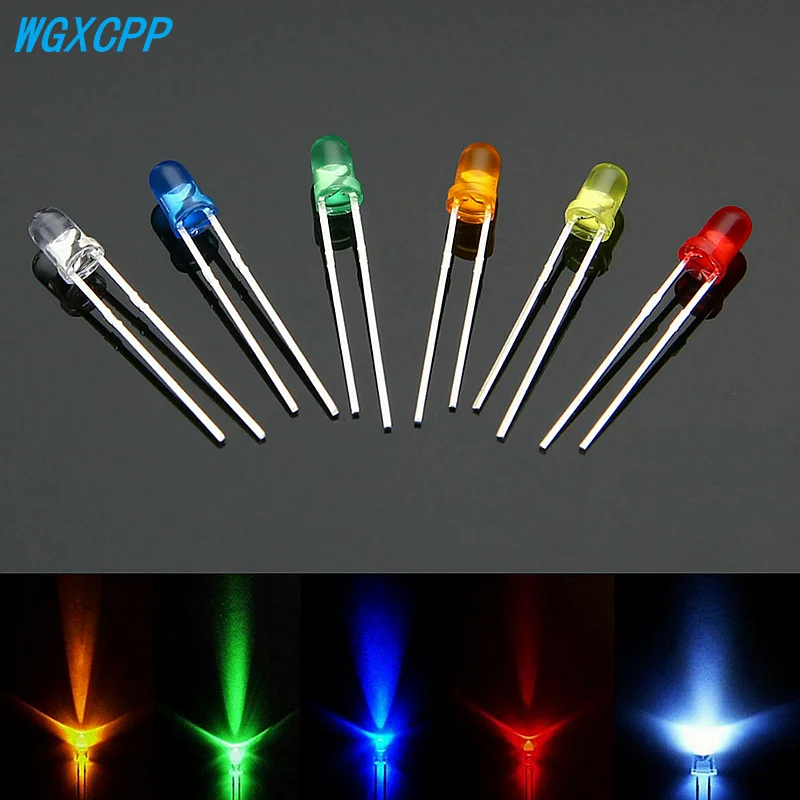 100 PCS, LED 발광 다이오드 전자 키트, 3mm 5mm, LED 다이오드 모듬 키트, 흰색 녹색 빨간색 파란색 노란색 ...