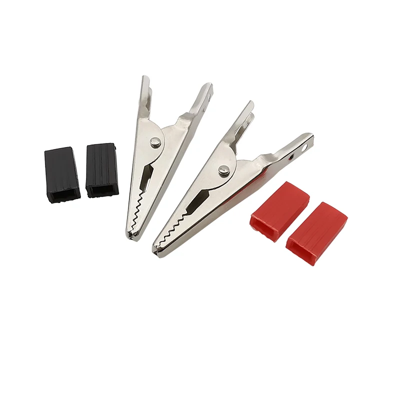 Metal Crocodile Clip Red Black Plastic Handle Alligator Clamps Electronic Test Probe Clips Length 45mm 10Pcs