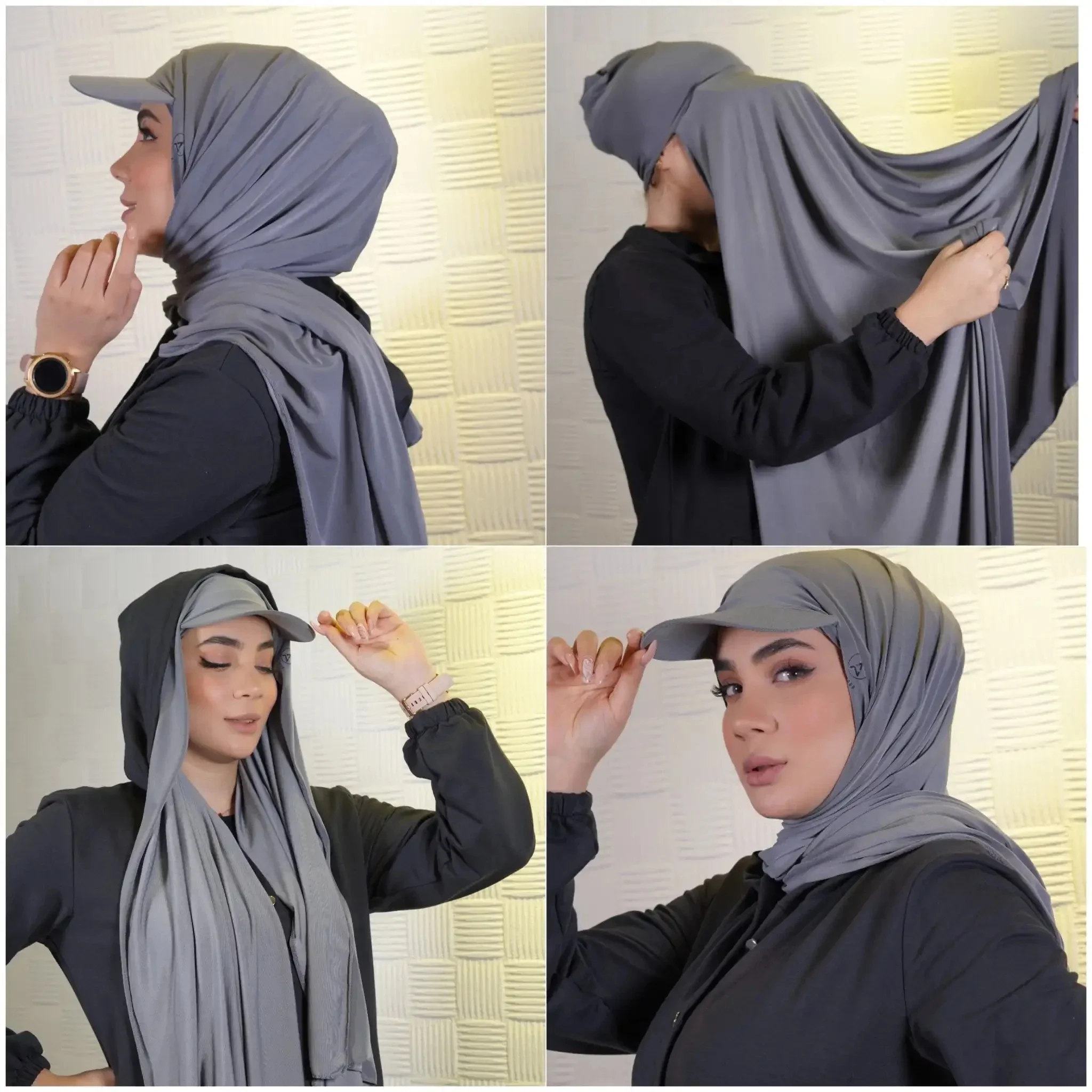 

2023 New Fashion Women Hijab Baseball Caps with Instant Jersey Scarf Ready To Wear HIjab Headwrap Islamic Clothing Accessories