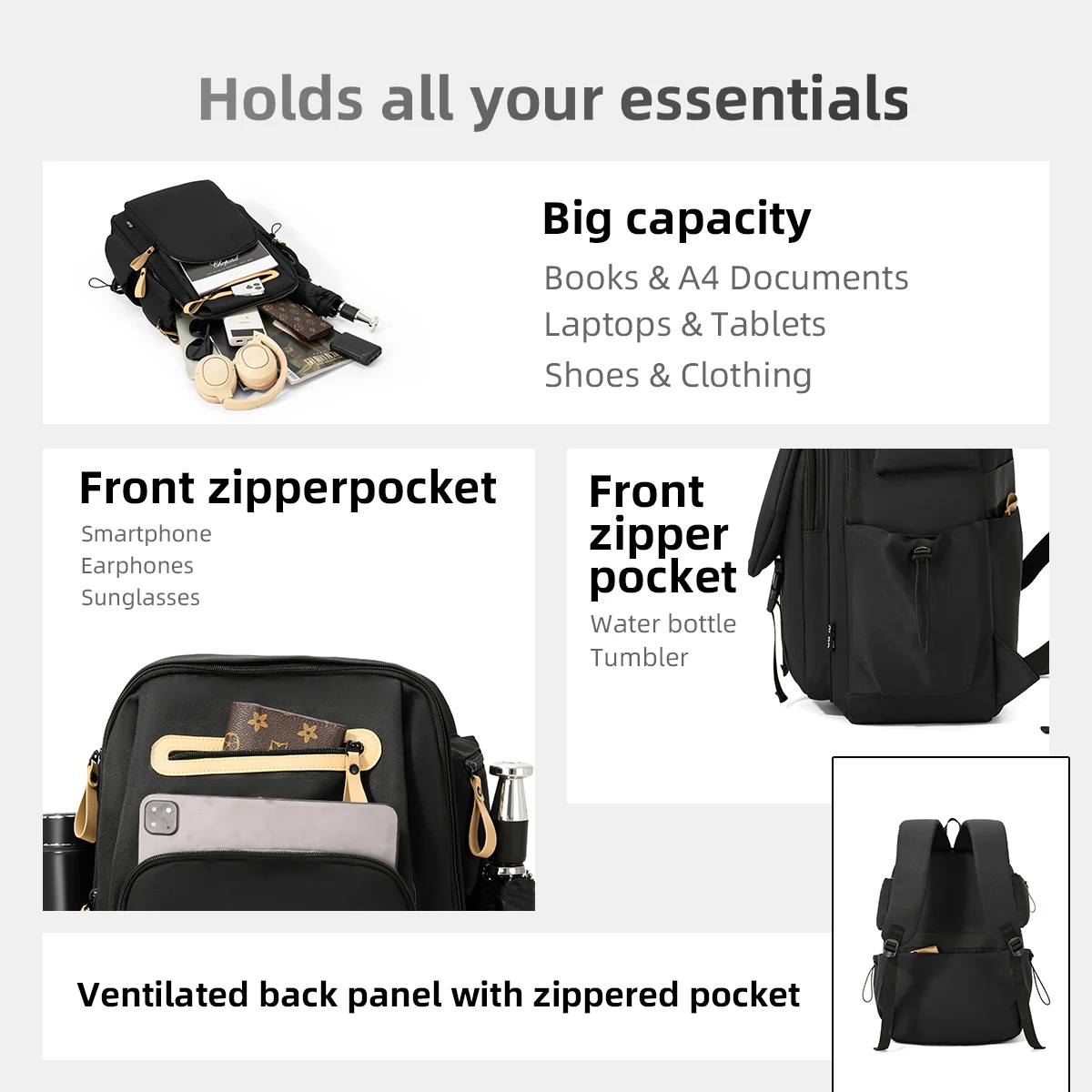 Schoolbags for Female Junior High School Students 2025 New Ultra-Large Capacity Lightweight Burden-Reducing Spine-Protecting Backpacks for Middle School Students and High School Students for Men