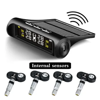 Solar Powered TPMS with Colour LCD Display and Automatic Alarm for All Four Tyres