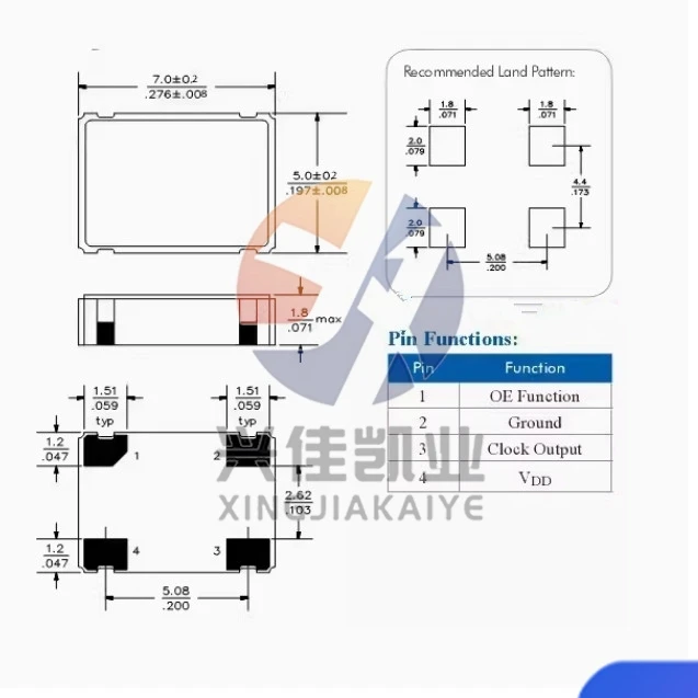 5PCS SMD 5070 active crystal oscillator 32M 32MHZ 32.000MHZ 5*7MM SMD CRYSTAL OSCILLATOR OSC 32.000