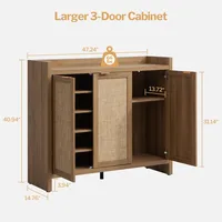 Shoe Storage Cabinet, 30 Pairs Rattan Shoe Cabinet Storage for Entryway, 6-Tier 41" Tall Shoe Cabinet Storage, 2