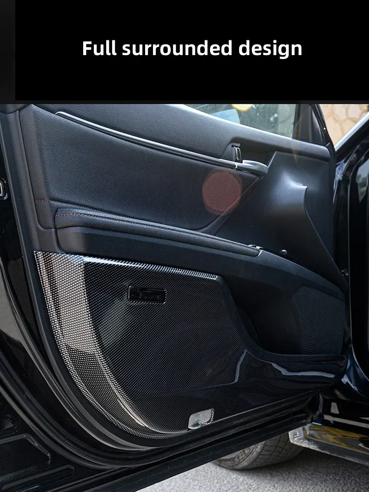For Toyota Camry-Car Door Anti Kick Pad ABS Carbon Fiber Car Door Dustproof Protective Sticker