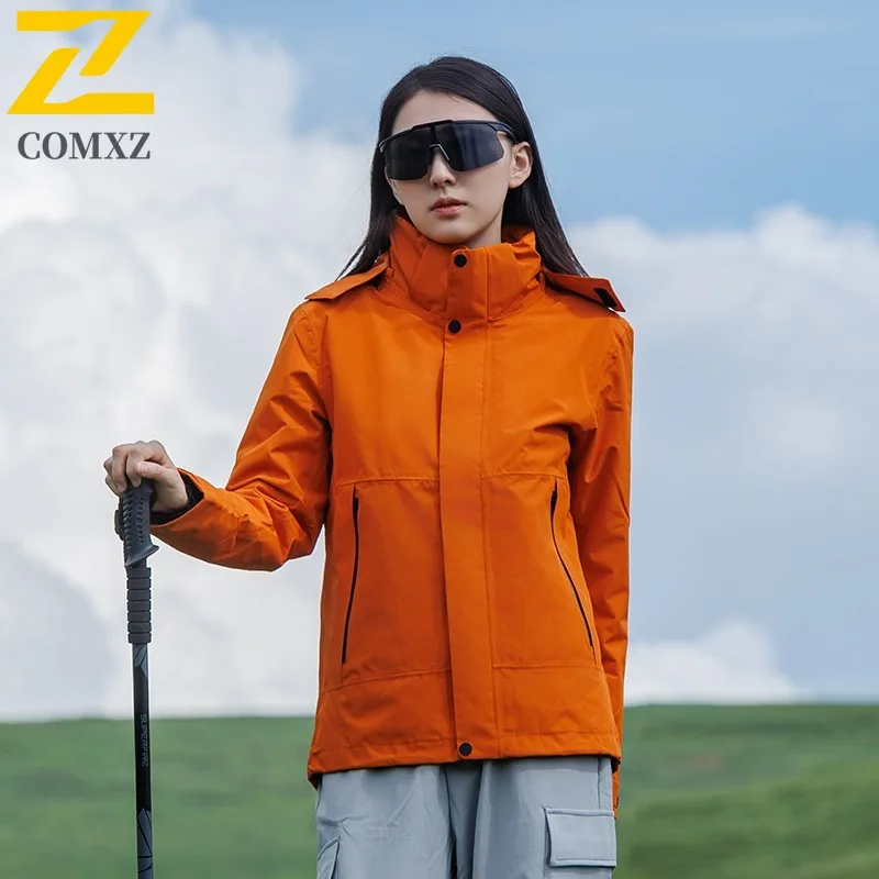 COMXZ Thickened Outdoor Mens Jacket Skiing Cold Protection Warm Parka Minimalist Hooded Comfortable Autumn Wear Outerwear