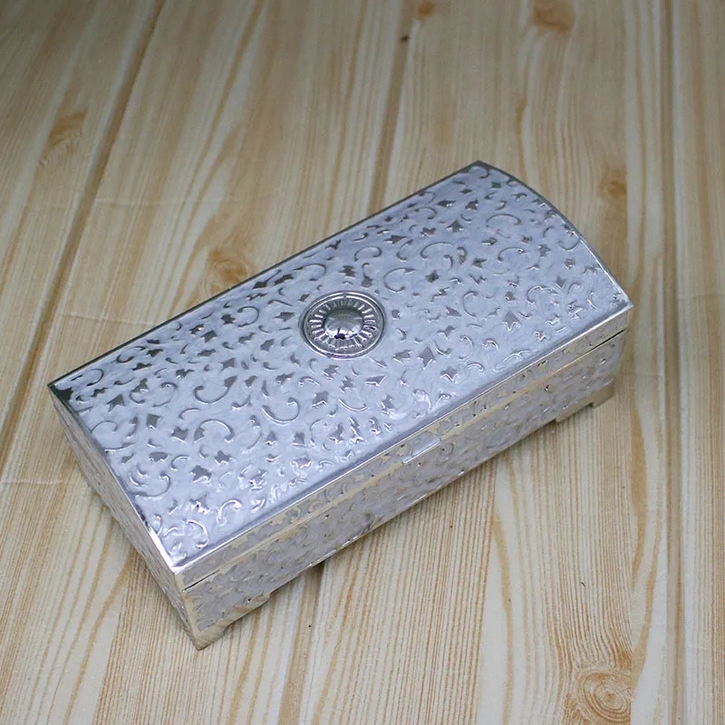 Vintage Metal Jewelry Box Trinket Storage Box Treasure Chest Case Ring Organizer Keepsake Box Wedding Birthday Gift for Girls